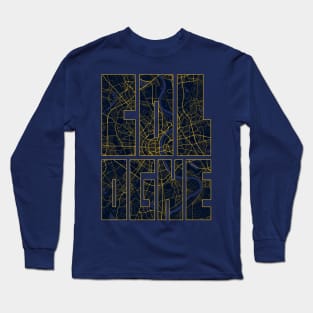 Cologne, Germany City Map Typography - Gold Art Deco Long Sleeve T-Shirt